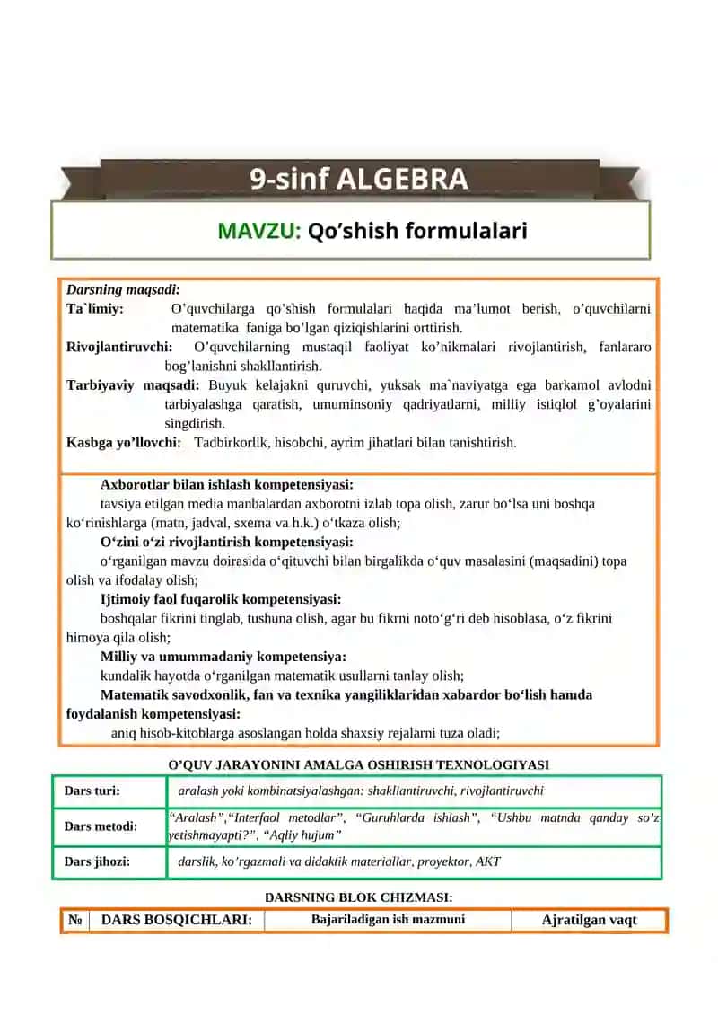 OCHIQ DARS ALGEBRA OCHIQ DARS 2
