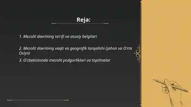 Mezolit davri ta'rifi va asosiy belgilari 2