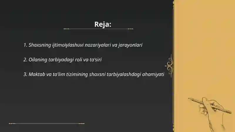 Shaxsning rivojlanishi tarbiyasi va ijtimoiylashuvi 2