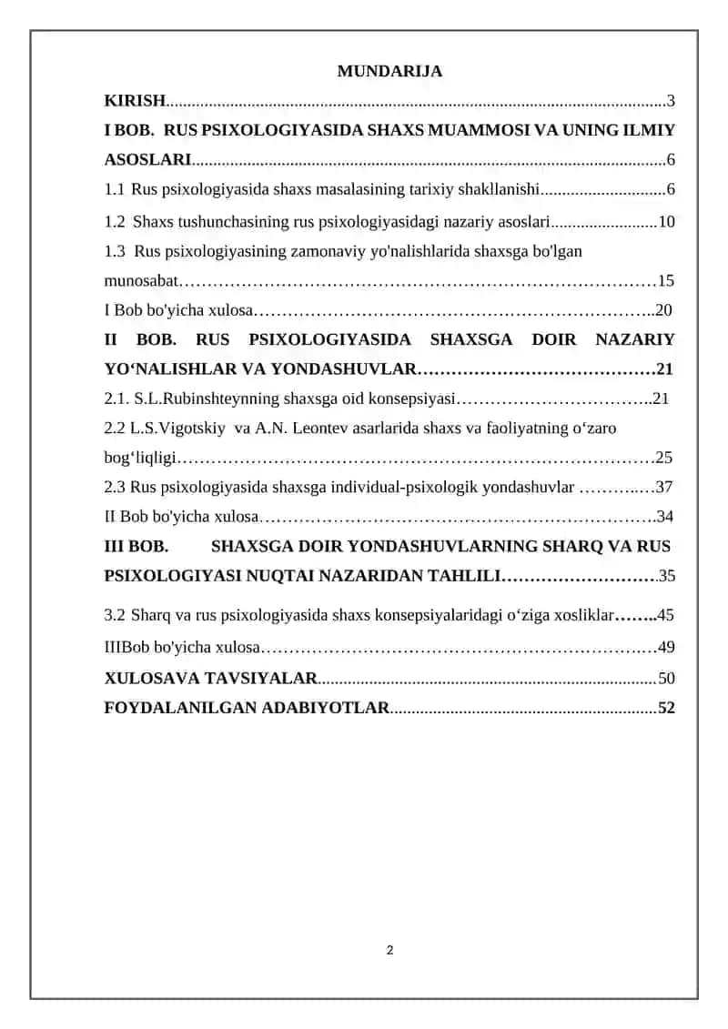 RUS PSIXOLOGIYASIDA SHAXSGA DOIR YONDASHUVLAR 2