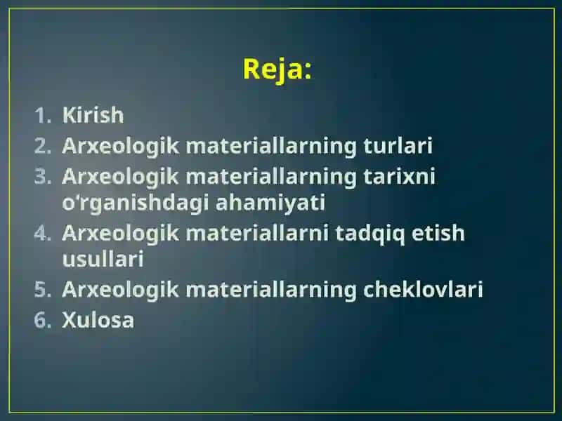 Arxeologik materiallar tarixiy manba sifatida 2