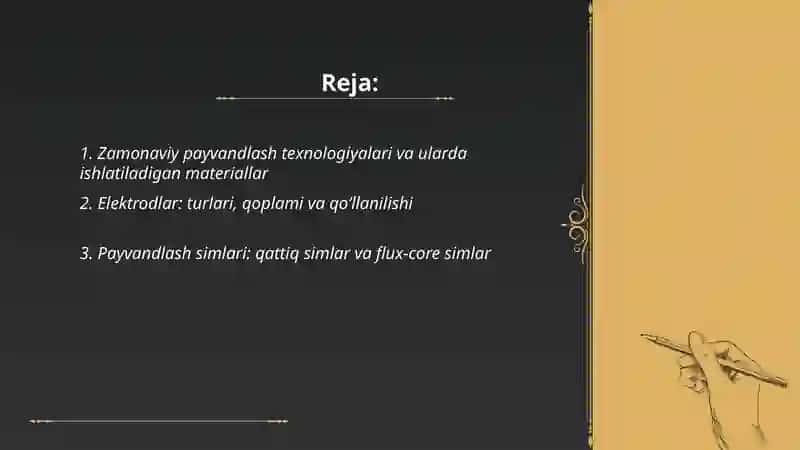 Zamonaviy Payvandlash va unda qollaniladigan materiallar 2