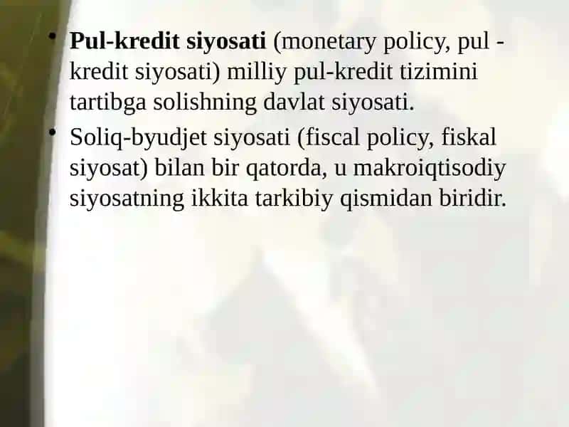 Pul-kredit siyosati 2