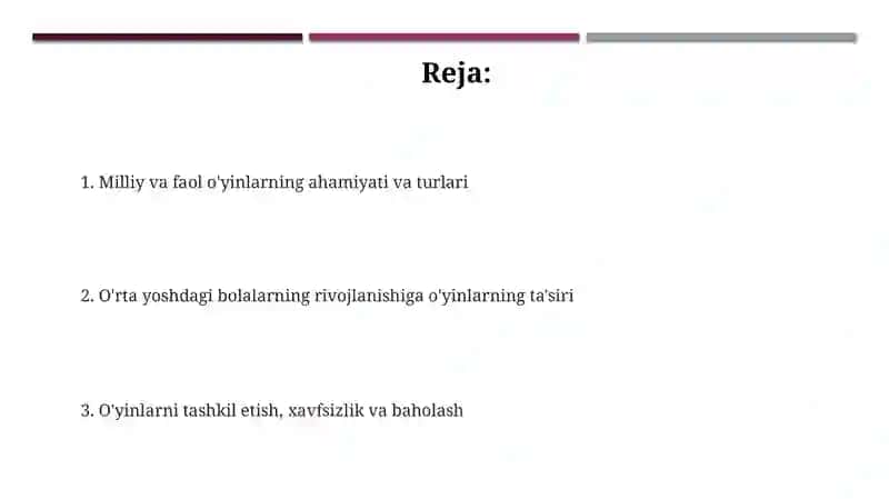 Õrta yoshdagi bolalarga beriladigan milliy va harakatli õyinlarni õrganish 2