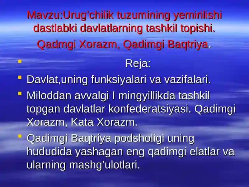 O’zbekiston xalqlari tarixi fanidan taqdimot 2