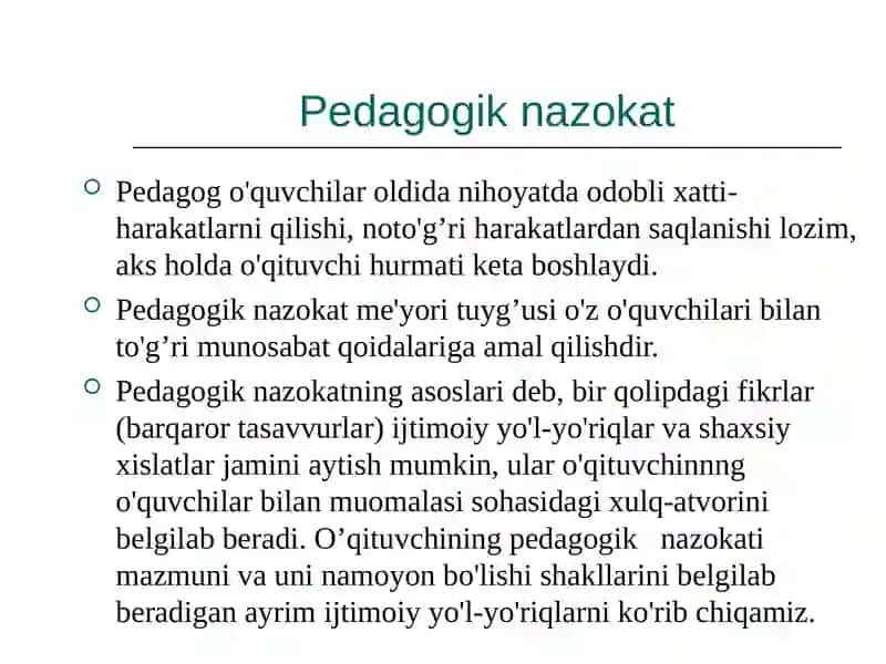 Pedagogik nazokatning mohiyati va mazmuni 2