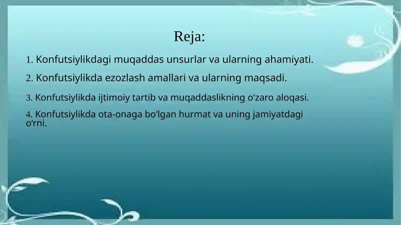 Konfutsiylikda Muqaddas Sunlar va Ular O'rtasidagi O'zlash Amallari 2