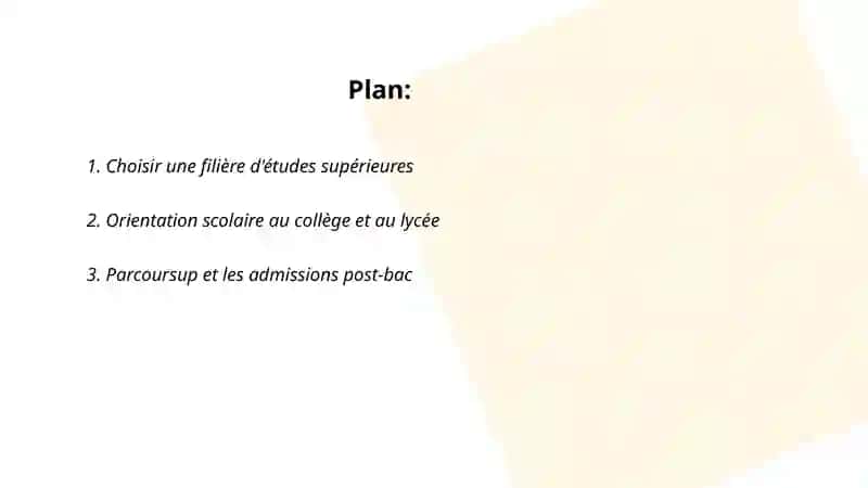 Les études et l'orientation professionnelle 2