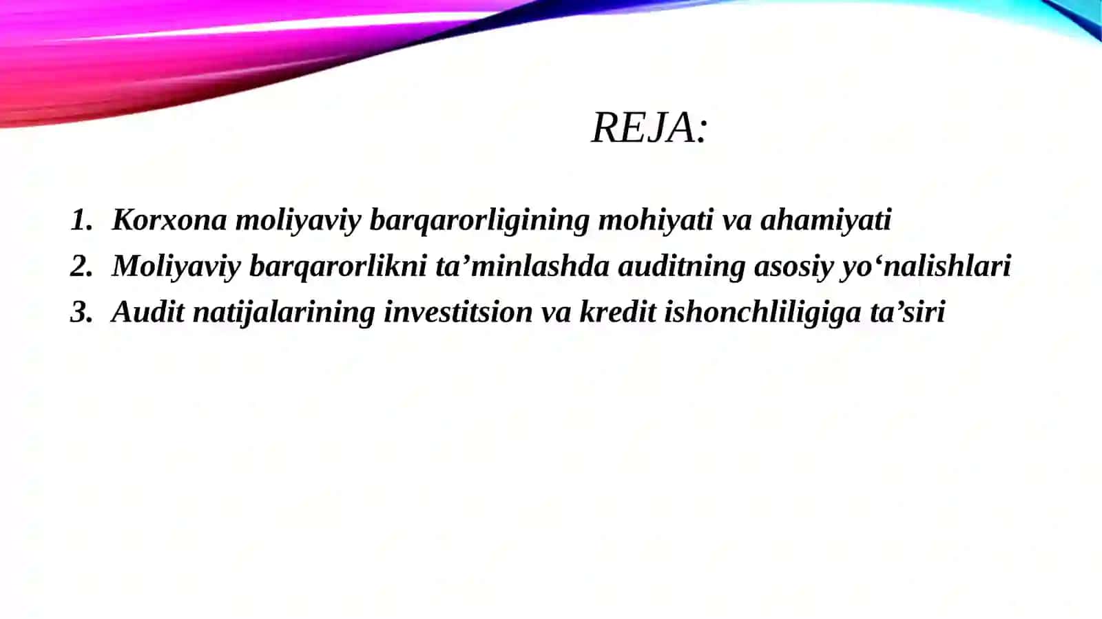 KORXONA MOLIYAVIY BARQARORLIGINI TA’MINLASHDA AUDITNING ROLI 2