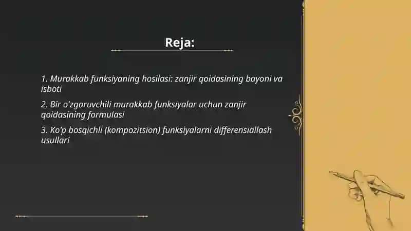 Murakkab funksiyaning hosilasi 2