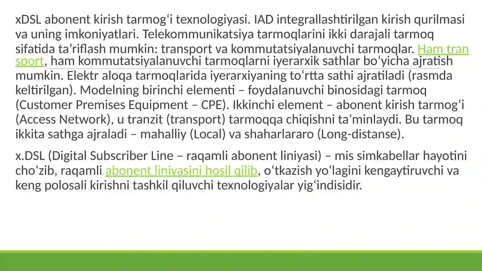 xDSL  abonent  kirish  tarmog‘i  texnologiyasi 2