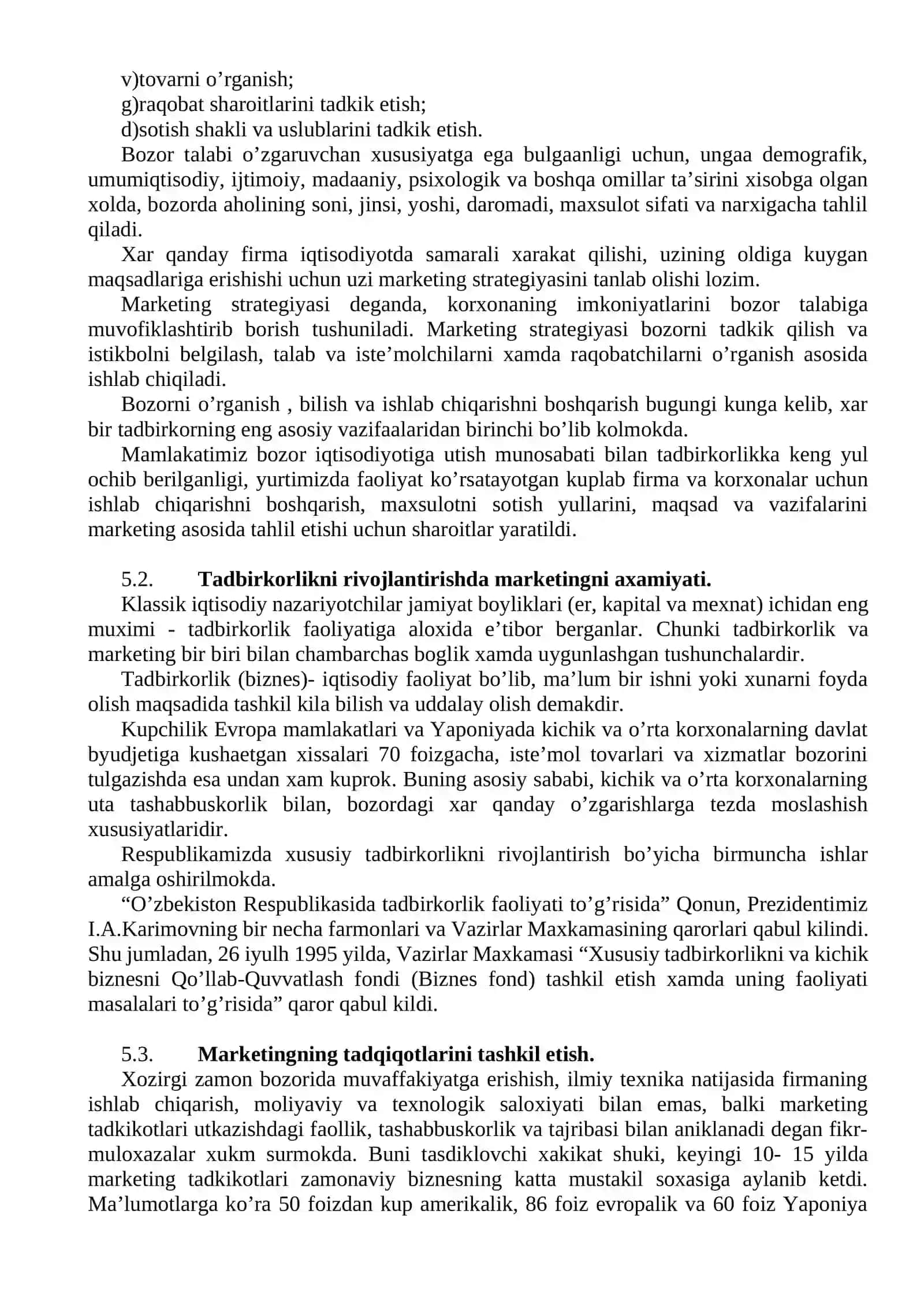 Marketing - tadbirkorlik tizimida 2