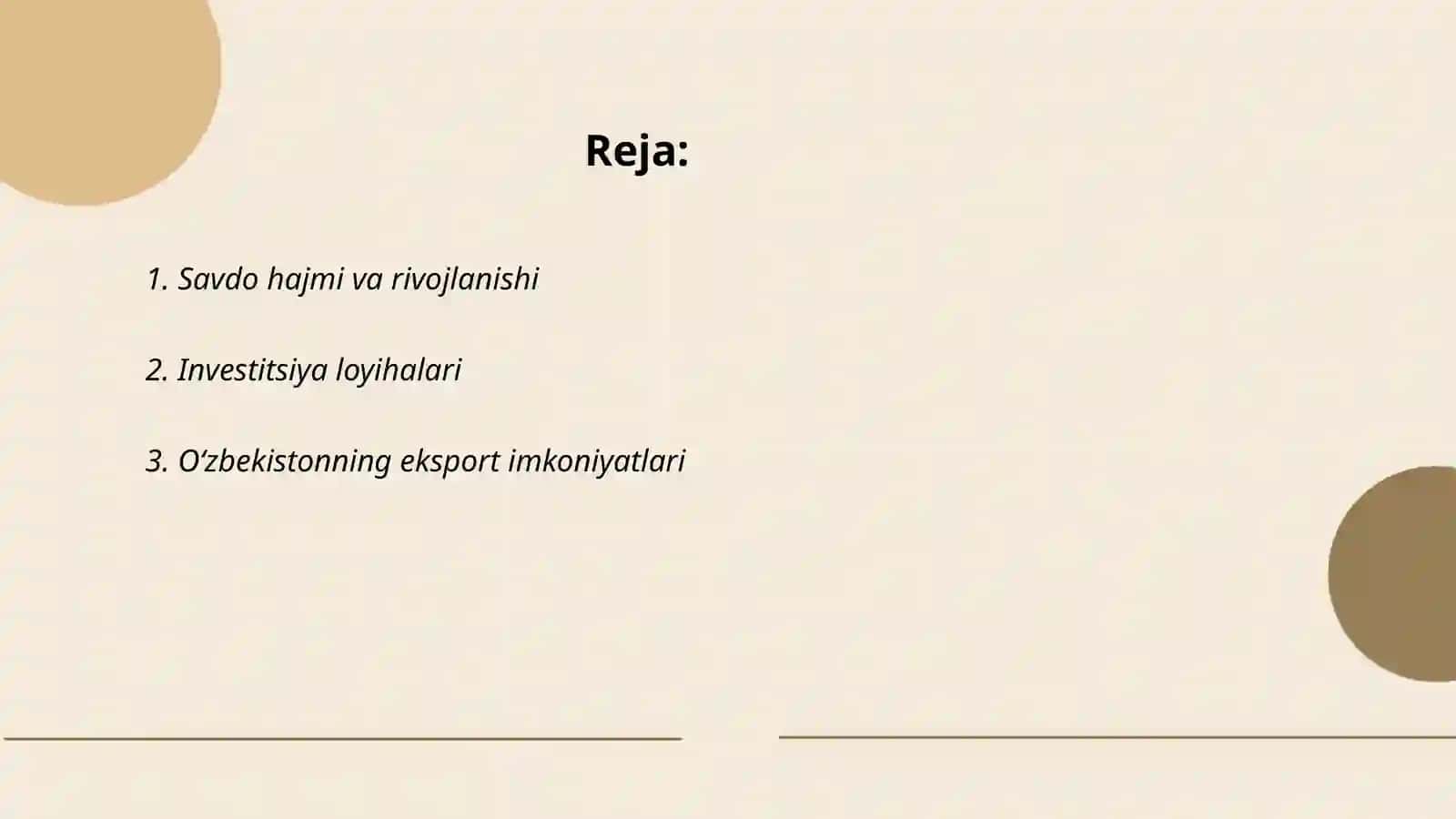 Savdo hajmi va rivojlanishi 2