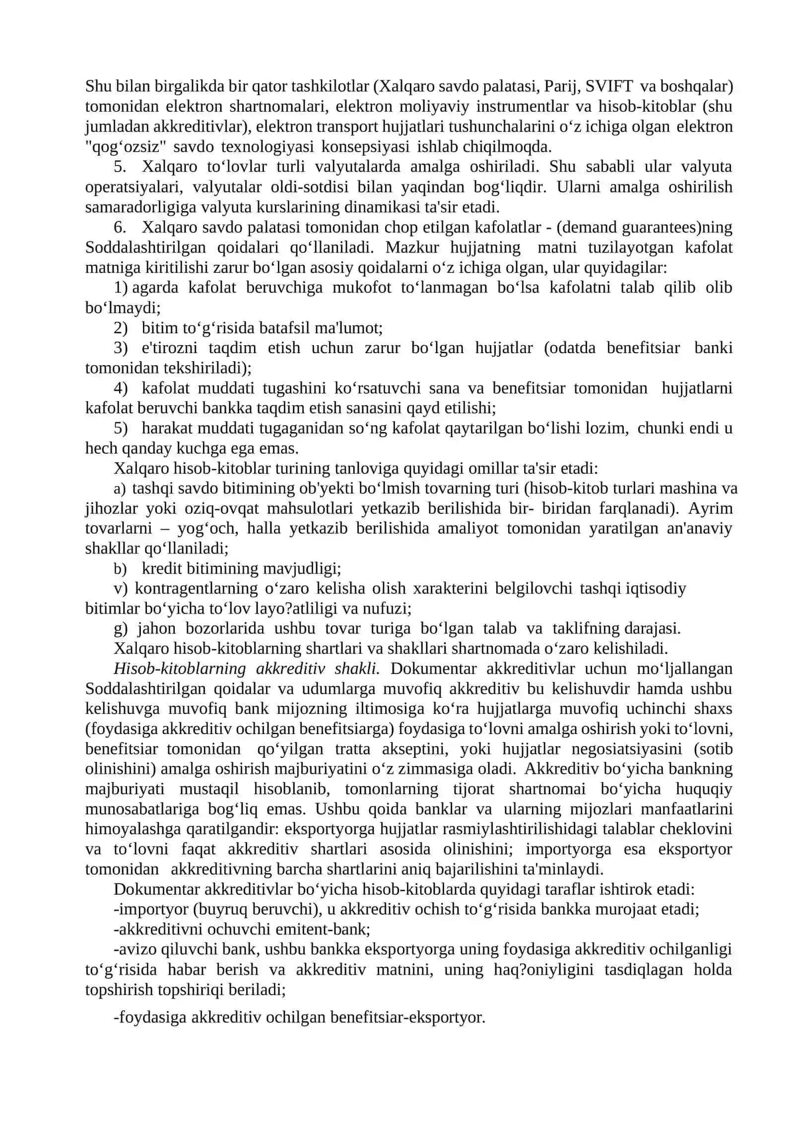 Xalqaro hisob-kitob shakllari 2