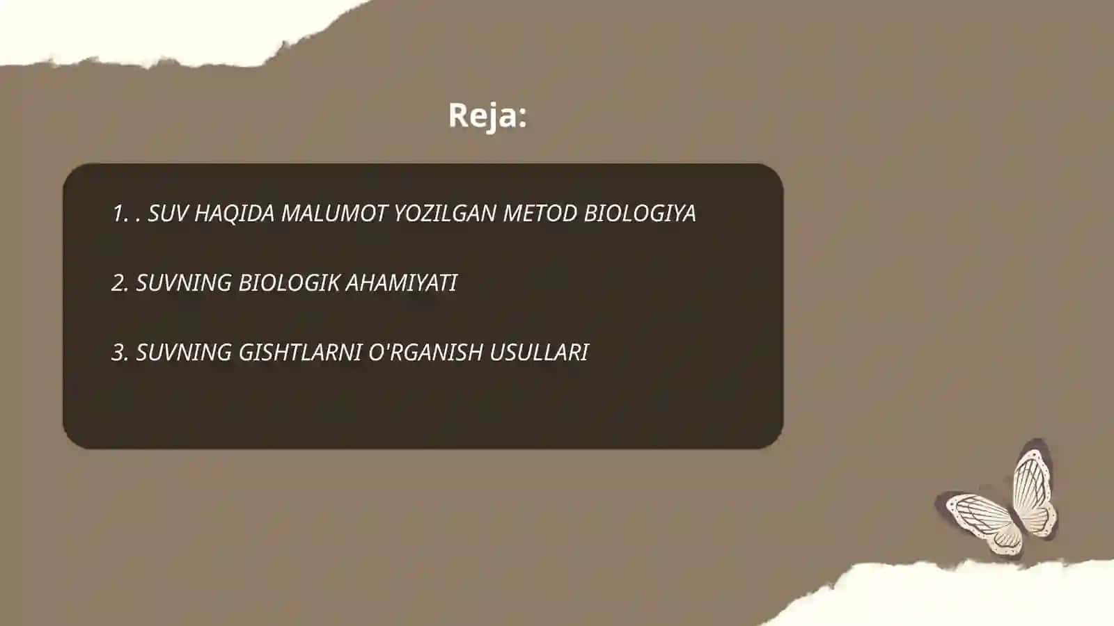 SUV HAQIDA MALUMOT YOZILGAN METOD BIOLOGIYAGA OID 2