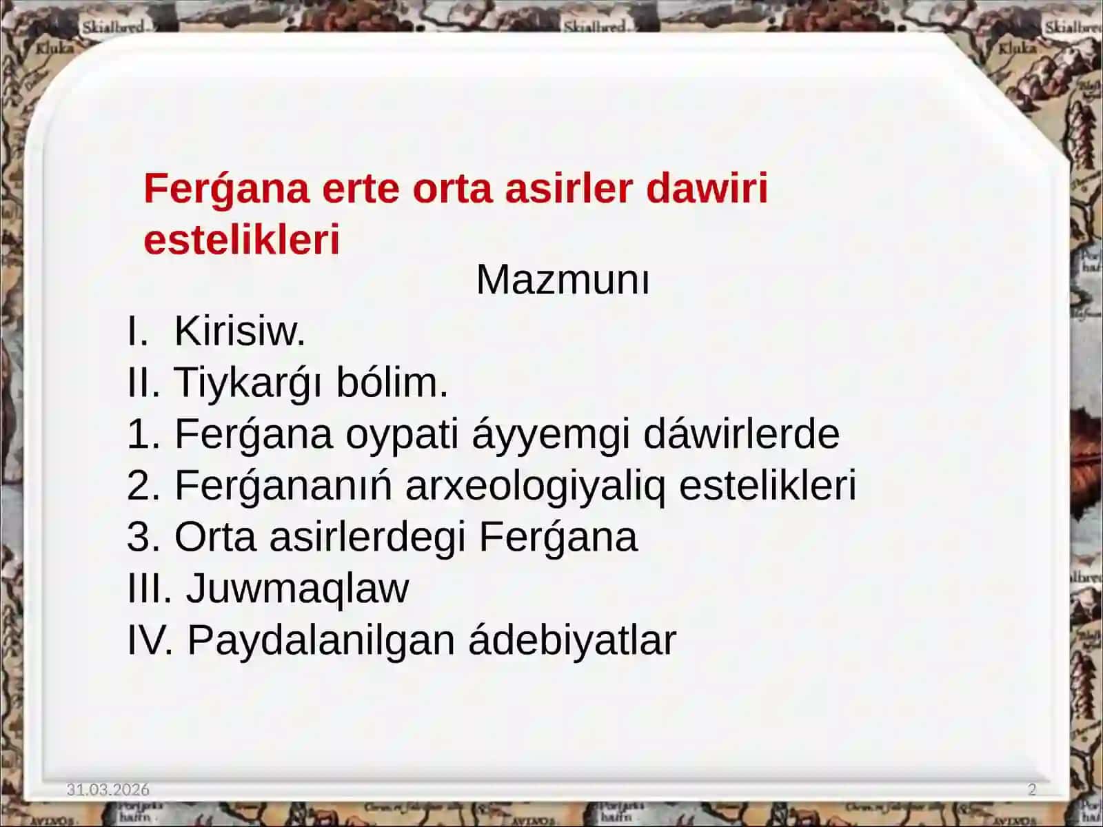 Ferǵana erte orta asirler dawiri estelikleri 2