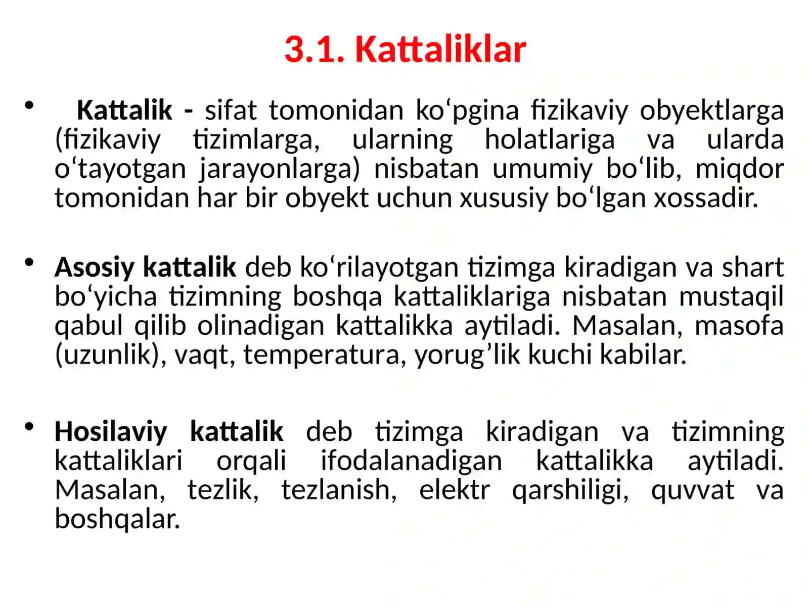 3-MА’RUZА.KАTTАLIKLАR VА BIRLIKLАR TIZIMI 2