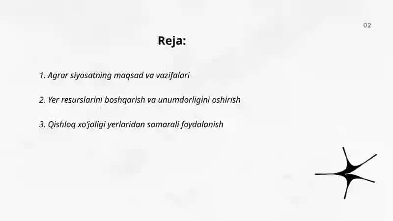 Agrar siyosat, oziq-ovqat ta'minoti va xavfsizligi muammolari 2