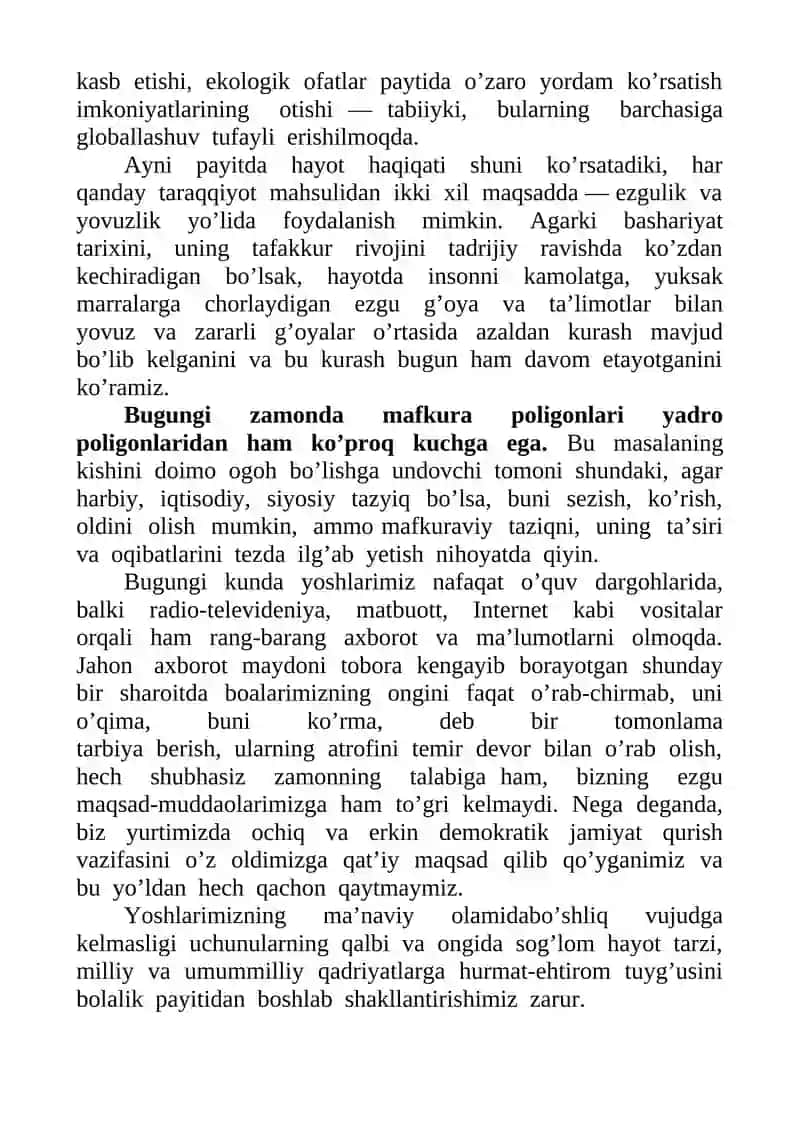 Ma’naviyatga  tahdid — o’zligimiz va kelajagimizga  tahdid 2