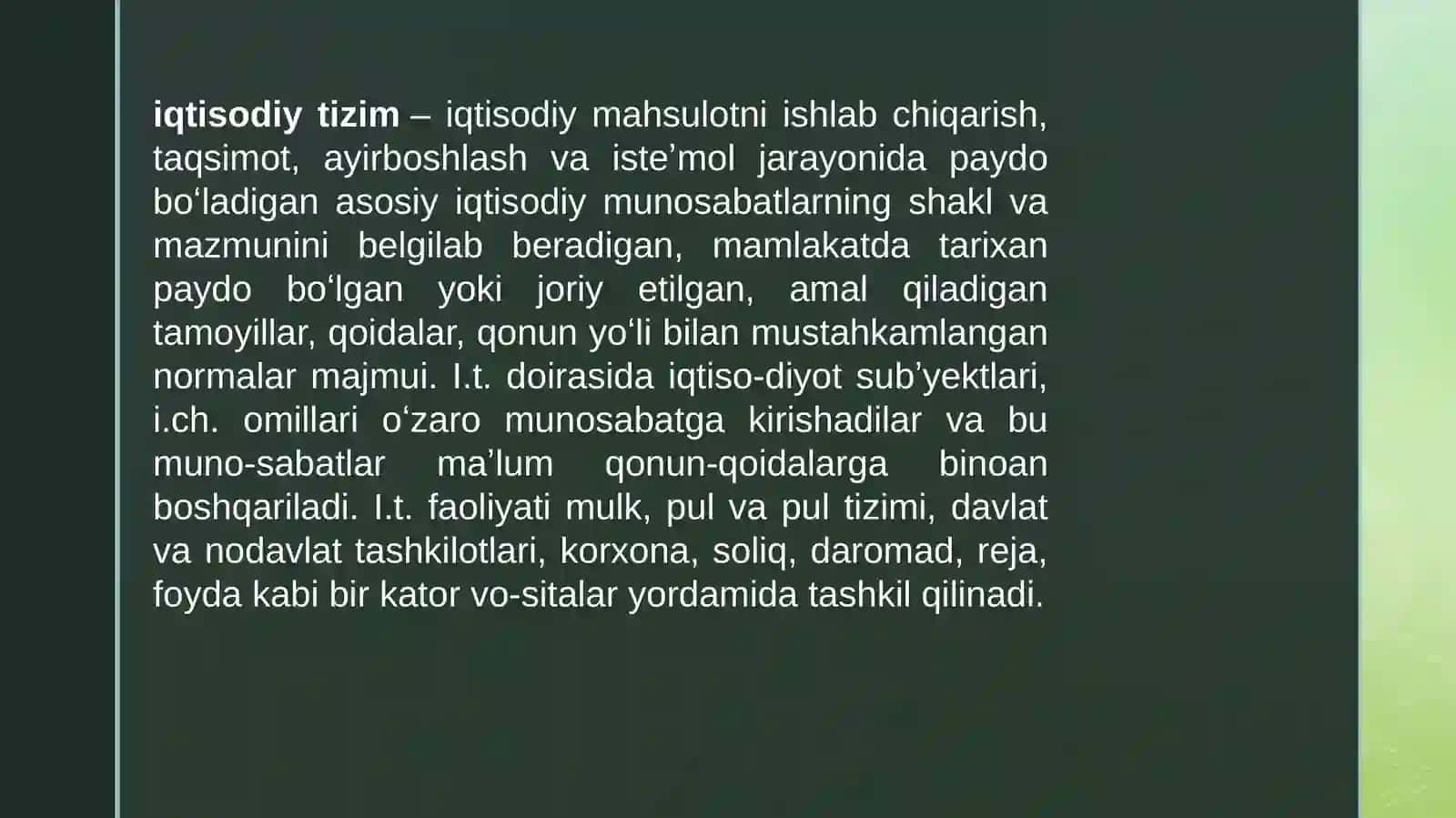 Iqtisodiytizimlar va ularning turlari 2