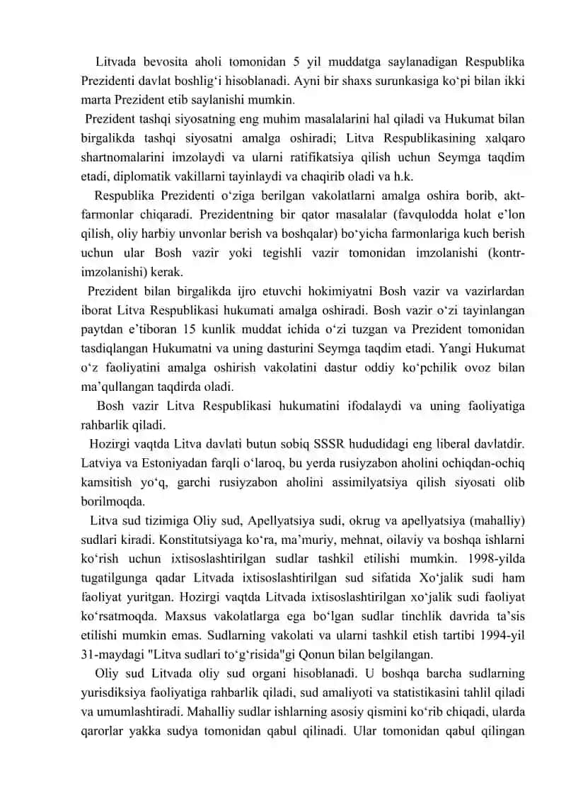Litva Respublikasi davlat shakllari (tezis) 2