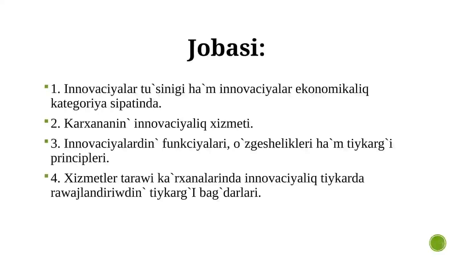 Innovatsiya hám innovaciyalik 2