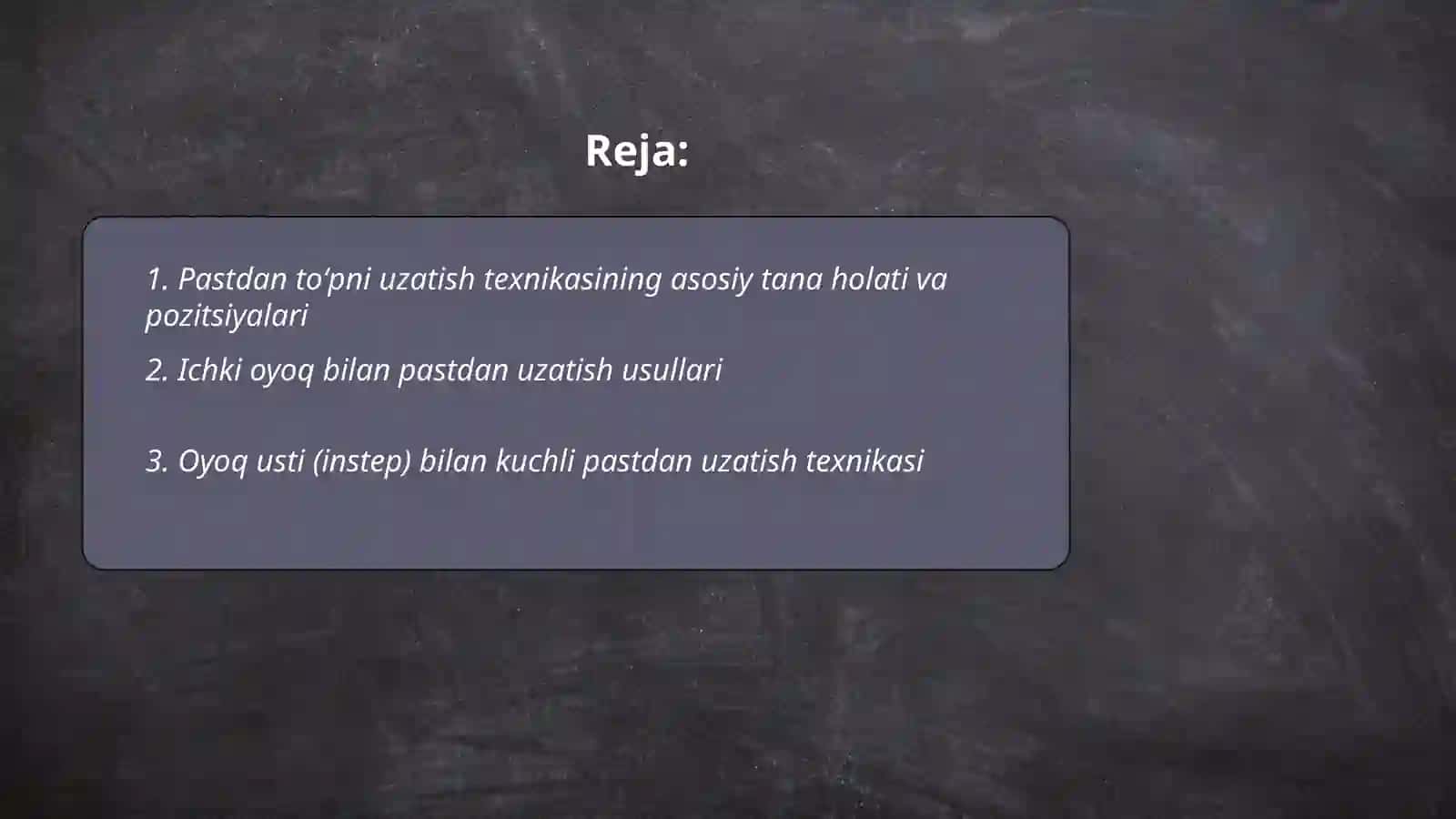 Pastdan toʻpni uzatish texnikasini oʻrgatish 2