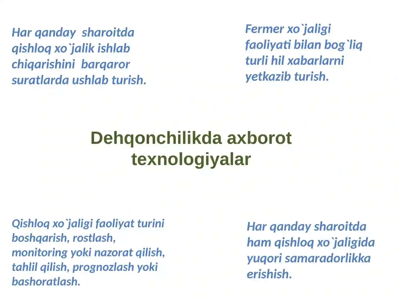 Qishloq xo’jaligida axborot texnologiyalar 2