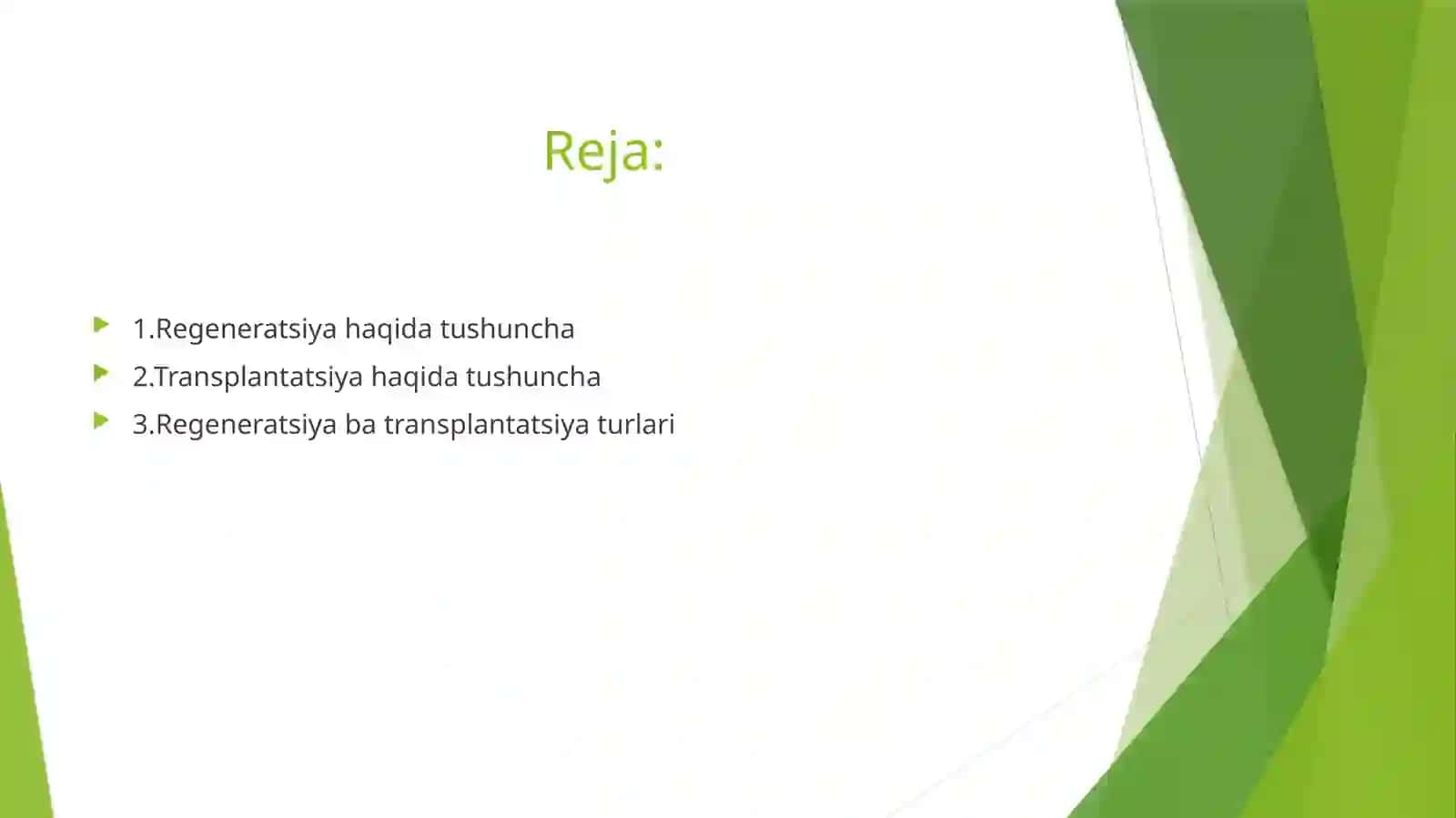 Regeneratsiya va transplantatsiya turlari 2