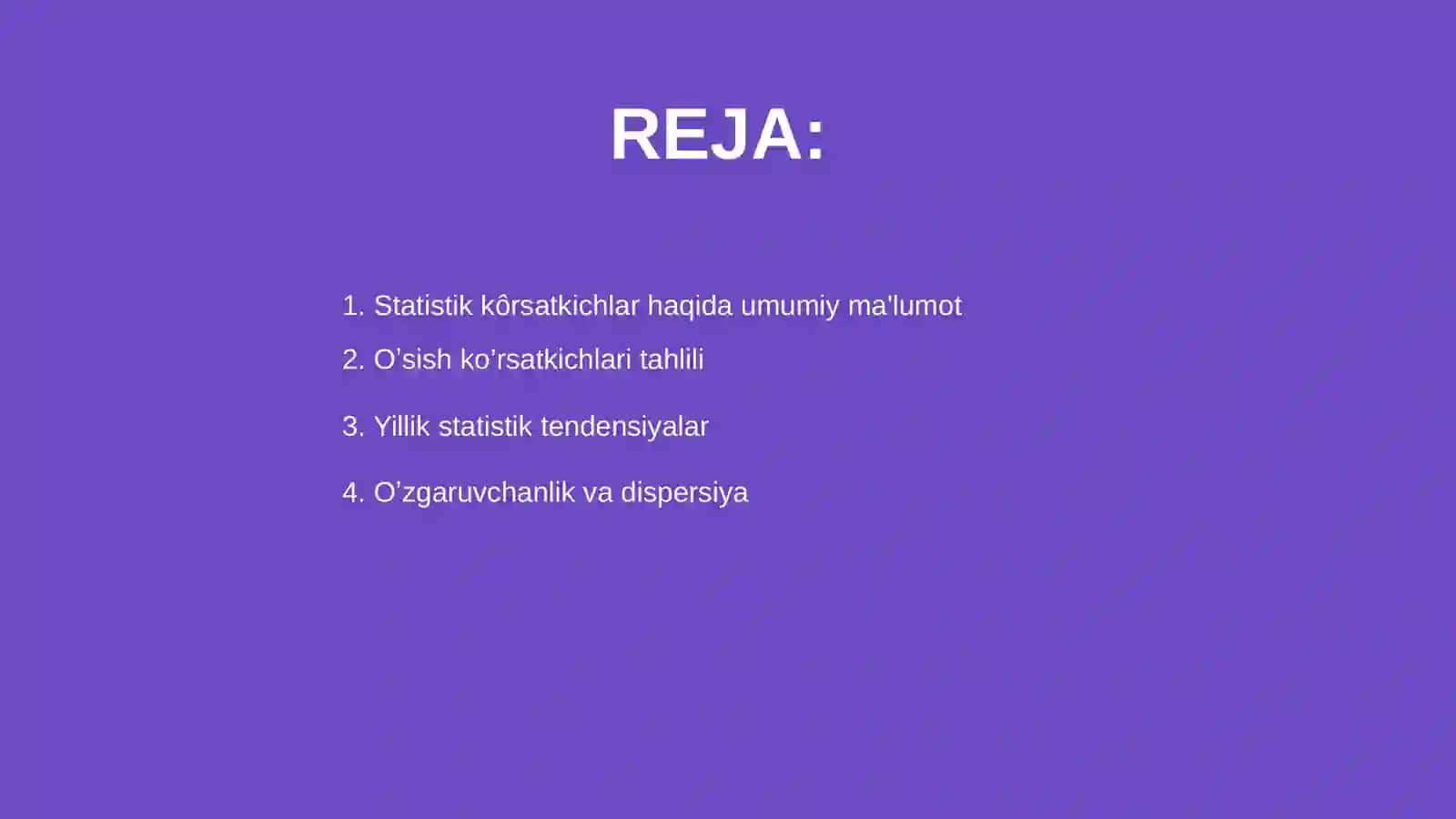 Statistik kôrsatkichlar 2