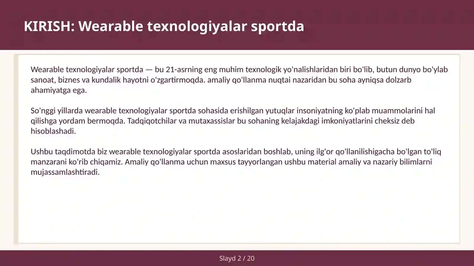 Wearable texnologiyalar sportda 2