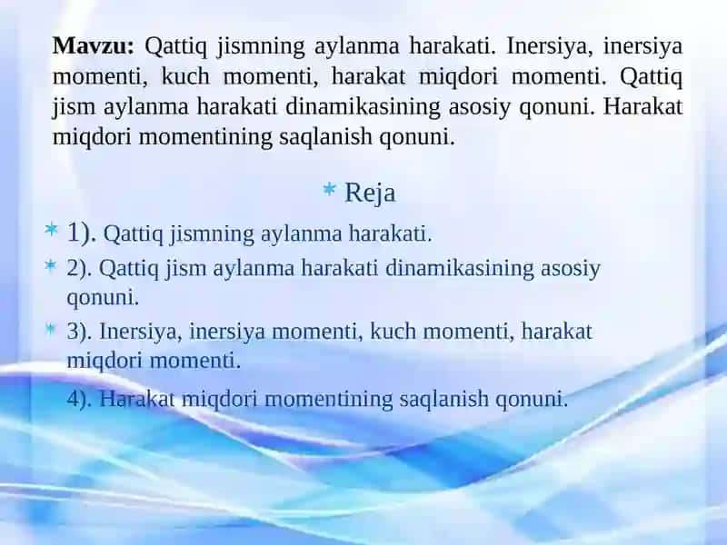 Qattiq jismning aylanma harakati 2