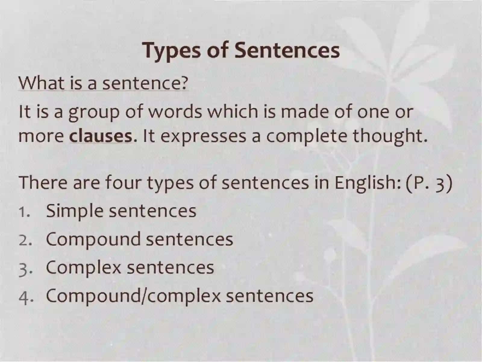 Types of sentences 2