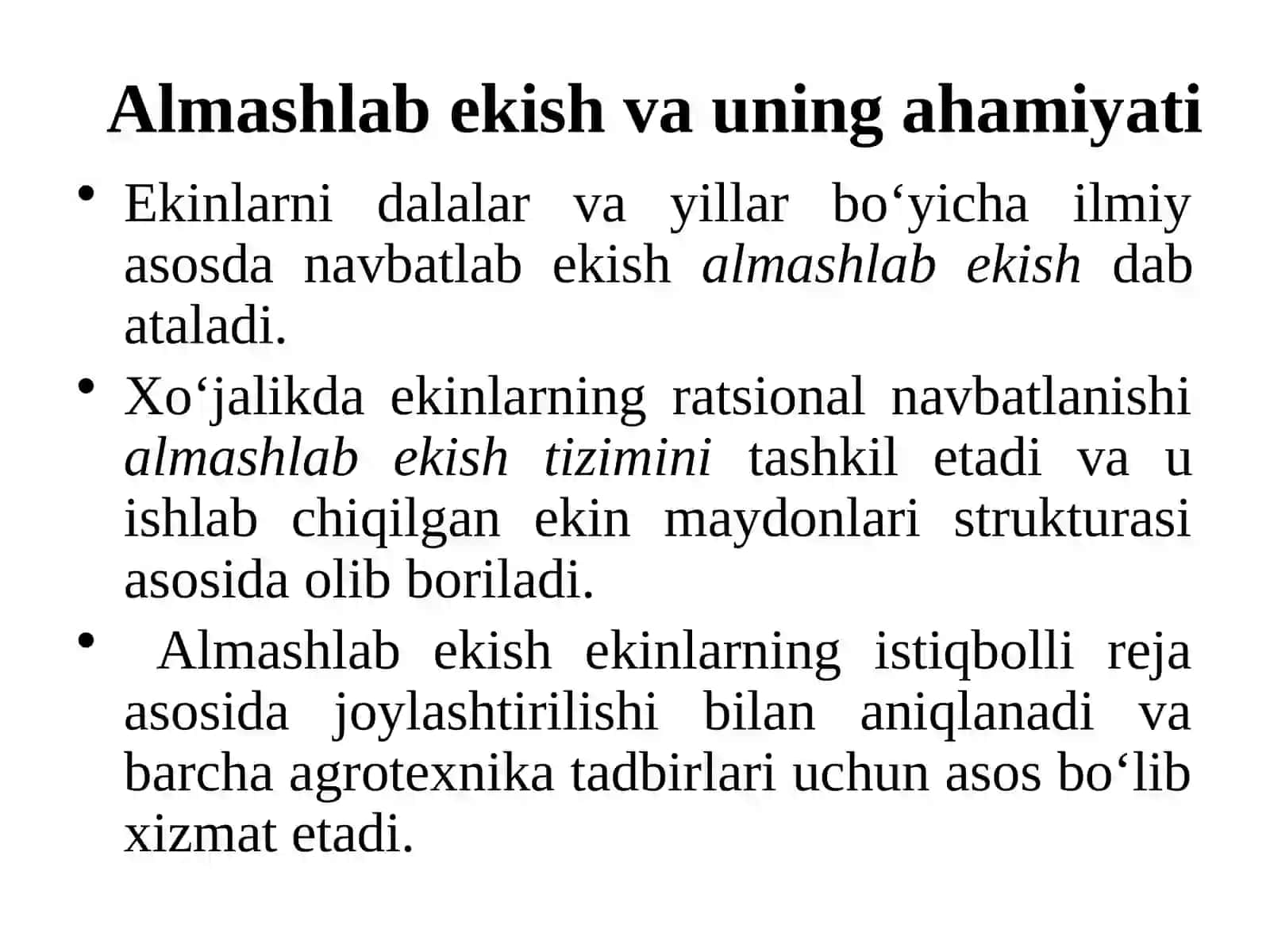 Almashlab ekishning ahamiyati 2