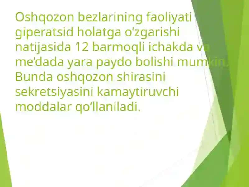 O’n ikki barmoqli ichak va me’da yarasini davolash 2