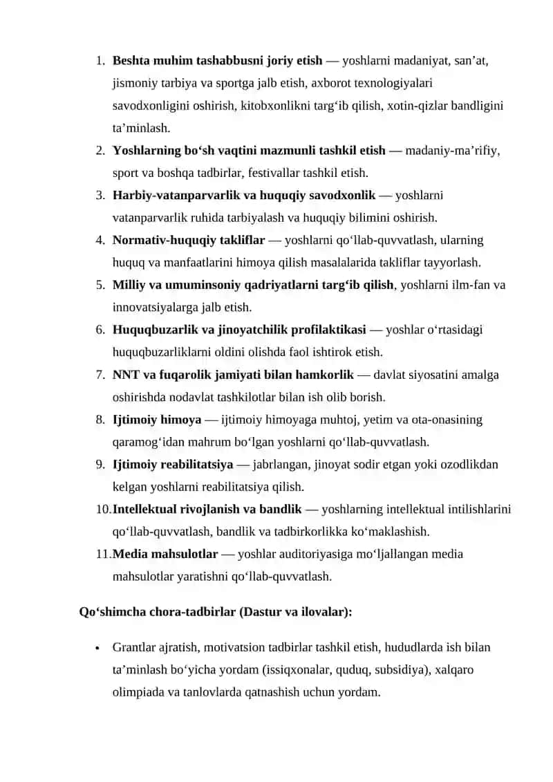 Yoshlar  yetakchiligi suhbat savollarri 2