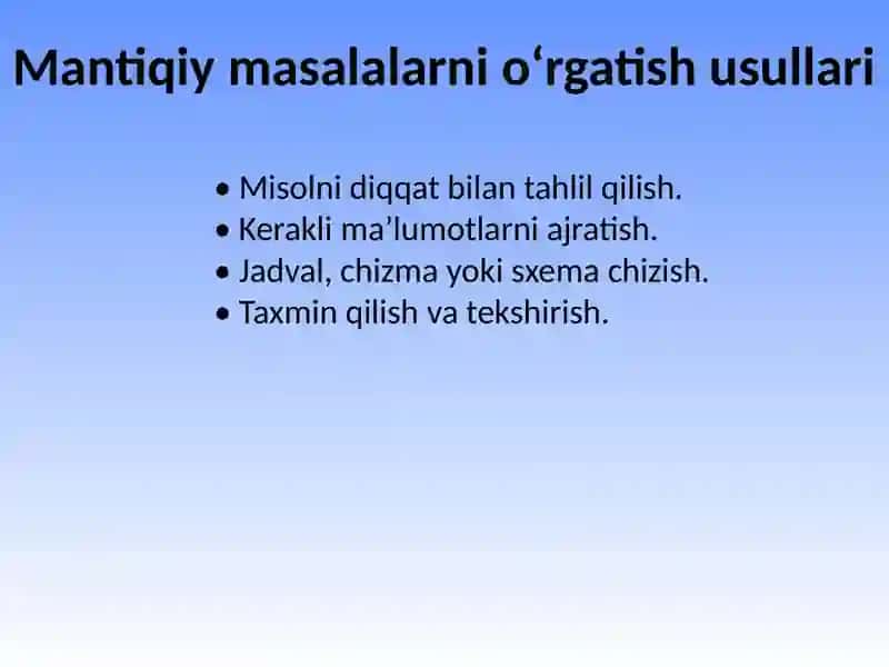 mantiqiy masalalar 2