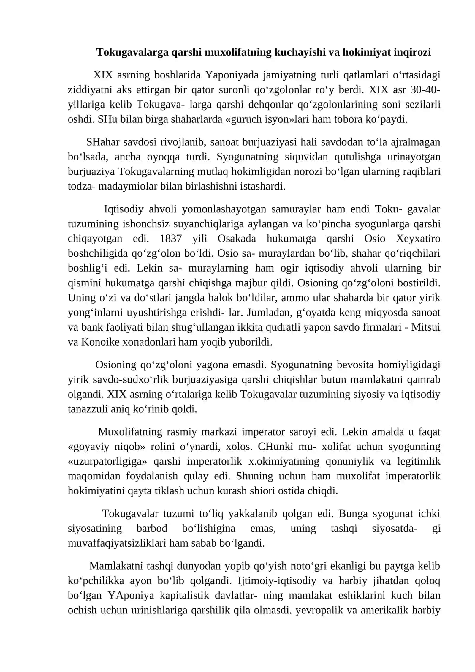 XIX ASR - XX ASRNING BOSHLARIDA YAPONIYA 2