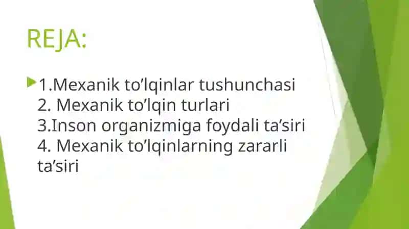 Mexanik to’lqinlarning inson organizmiga ta’siri: 2
