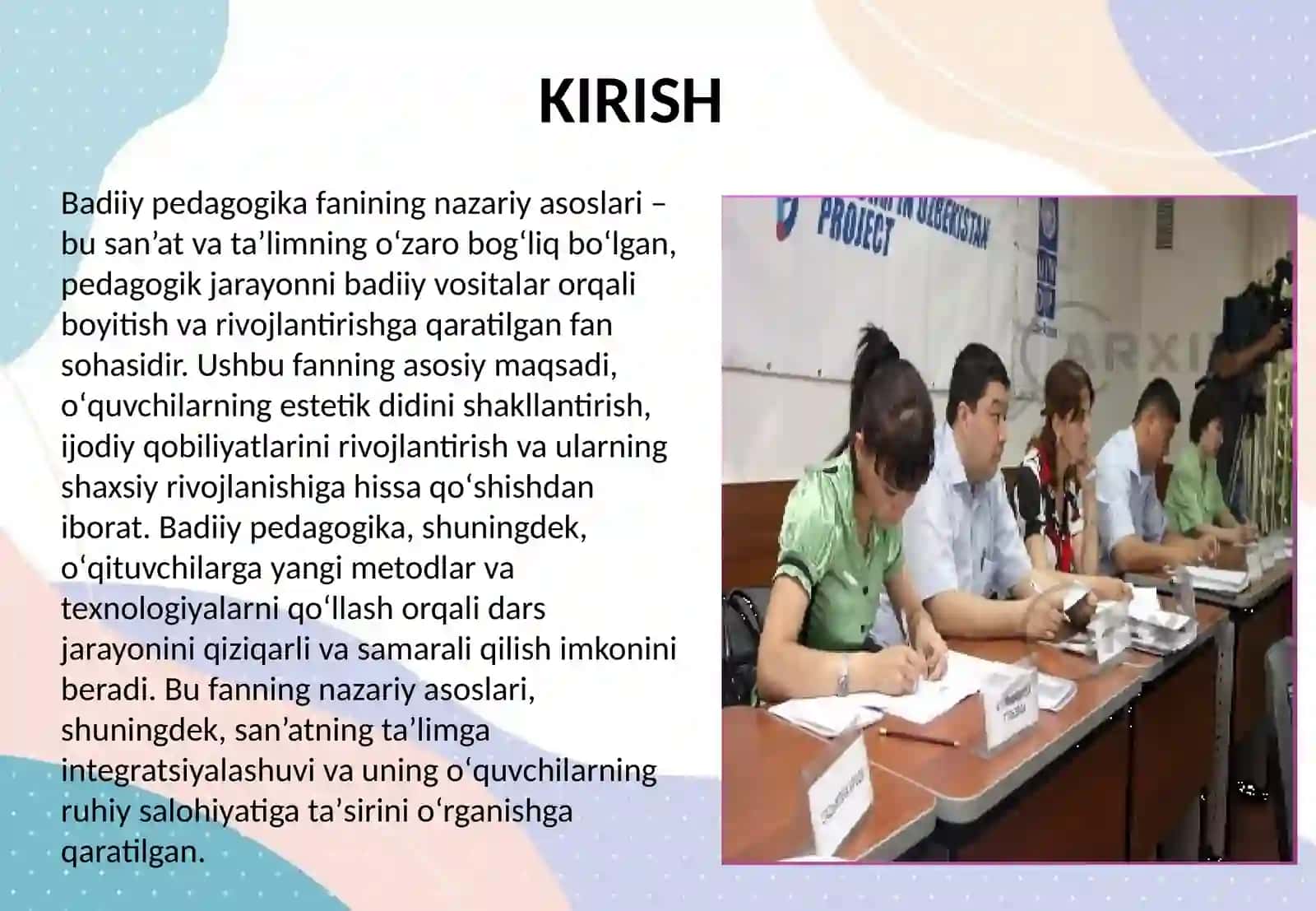 BADIIY PEDAGOGIKA FANINING NAZARIY ASOSLARI 2