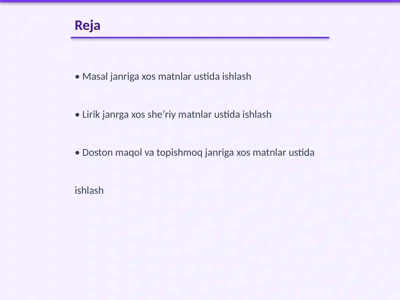 Masaljanriga xos matnlar ustida ishlash 2