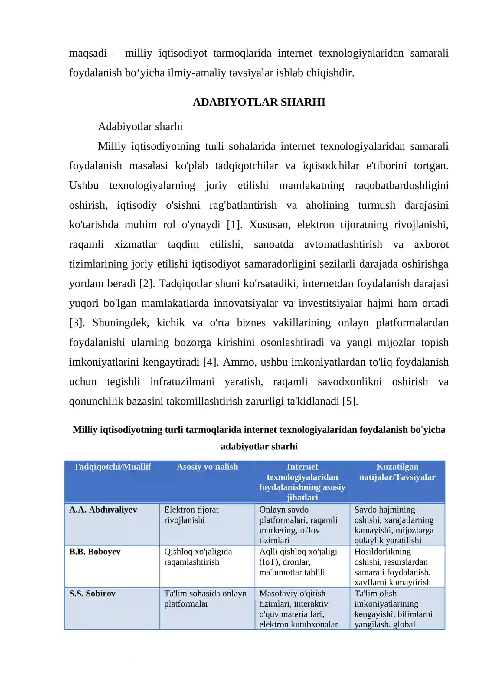 MILLIY IQTISODIYOTNI TURLI SOHALARIDA INTERNET TEXNALOGIYASIDAN SAMARALI FOYDALANISH YULLARI 2