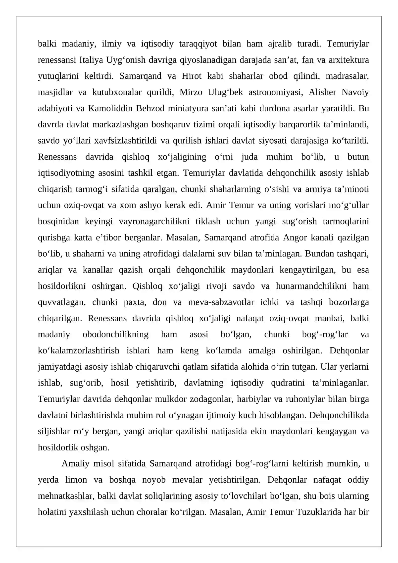 Temuriylar davri renessansida dehqonlar 2