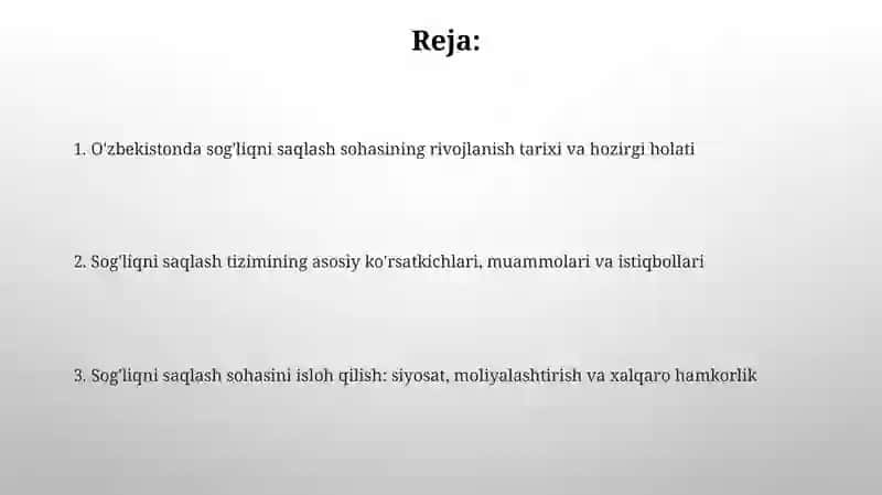 O'zbekistonda sog'liqni saqlash sohasining rivojlanishi 2