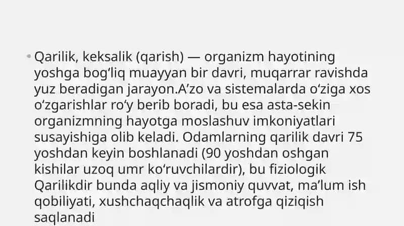 Keksalik va qarish 2