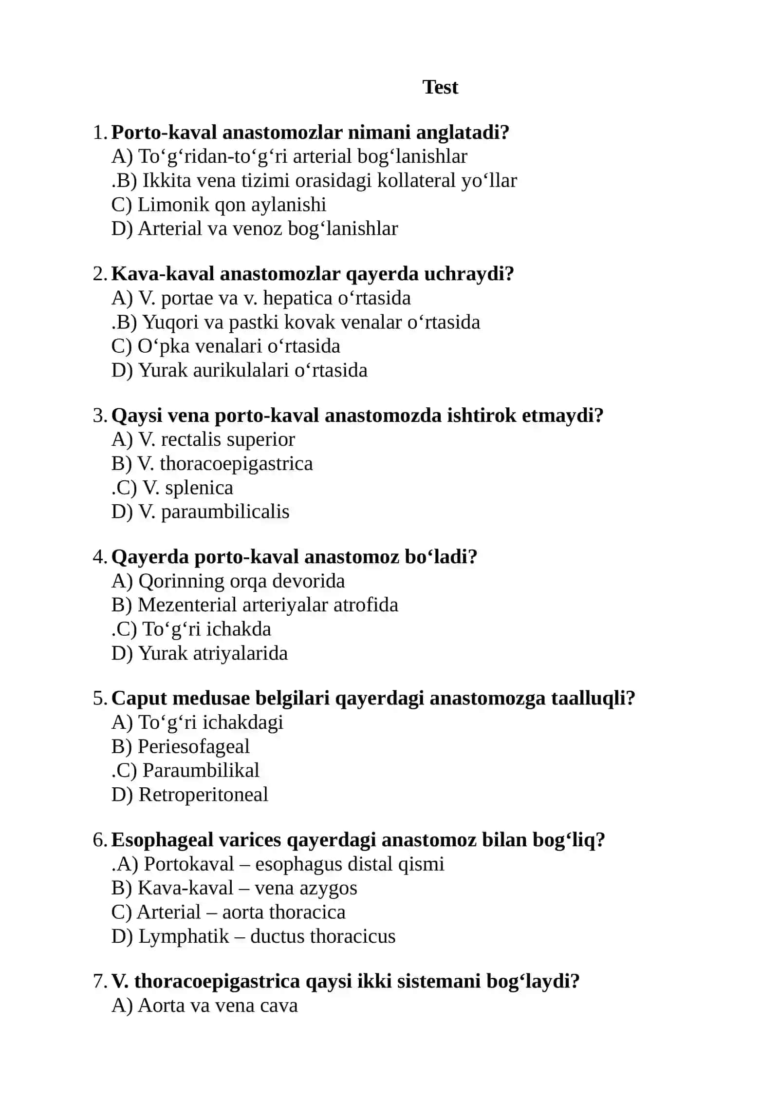 Kava-kaval, Porto - kaval anastamozlar 2