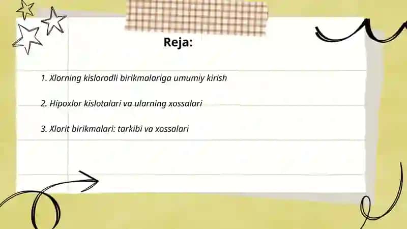 Xlorning kislorodli birikmalari va xossalari 2