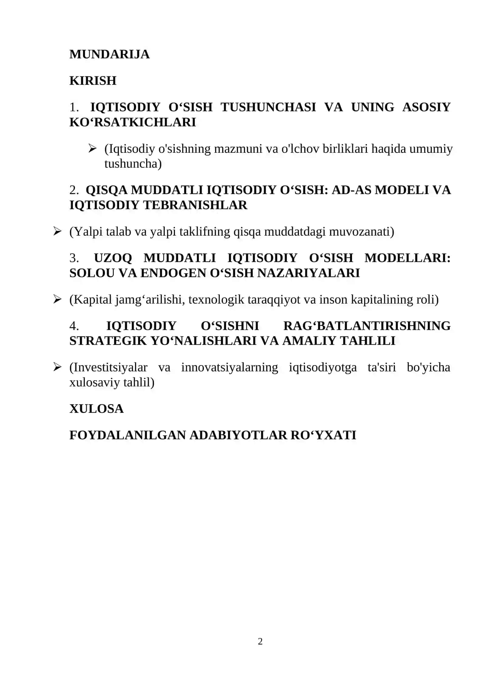 Qisqa muddatli va uzog muddatli iqtisodiy o'sish modellari 2