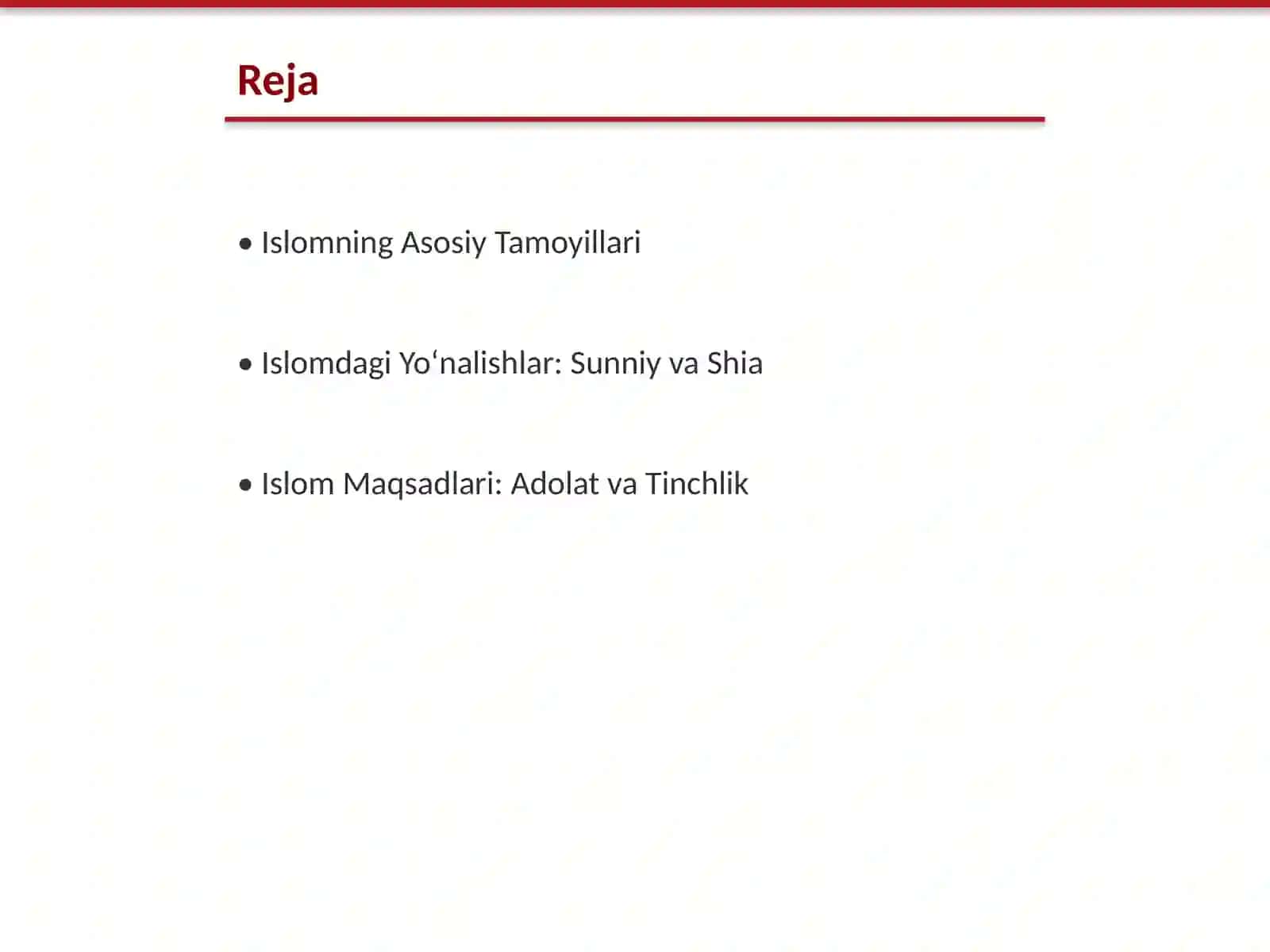 Islom dinining yoʻnalishlari va maqsadlari 2