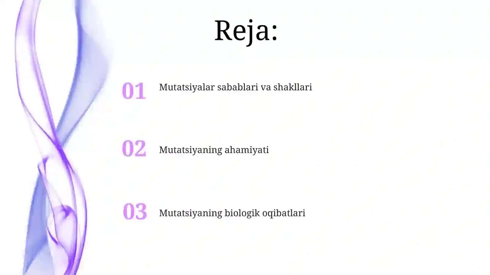 Mutatsiyalar sabablari va shakllari 2